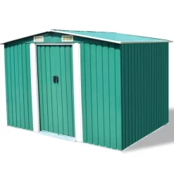 vidaXL Lawn & Garden* Garden Storage Shed Green Metal 101.2"X80.7"X70.1"