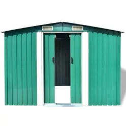 vidaXL Lawn & Garden* Garden Storage Shed Green Metal 101.2"X80.7"X70.1"