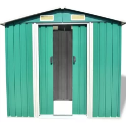 vidaXL Lawn & Garden* Garden Storage Shed Green Metal 80.3"X52"X73.2"