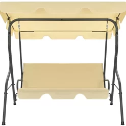 vidaXL Lawn & Garden* Garden Swing Bench Cream White 66.9"X43.3"X60.2"