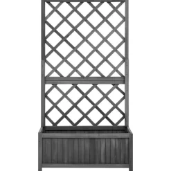 vidaXL Lawn & Garden* Garden Trellis Planter Black 27.6"X11.8"X53.1" Solid Firwood