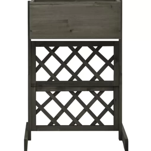 vidaXL Lawn & Garden* Garden Trellis Planter Gray 17.7"X11.8"X29.1" Solid Firwood