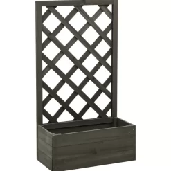 vidaXL Lawn & Garden* Garden Trellis Planter Gray 19.7"X9.8"X35.4" Solid Firwood