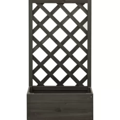 vidaXL Lawn & Garden* Garden Trellis Planter Gray 19.7"X9.8"X35.4" Solid Firwood