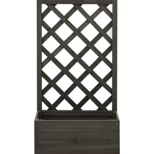 vidaXL Lawn & Garden* Garden Trellis Planter Gray 19.7"X9.8"X35.4" Solid Firwood