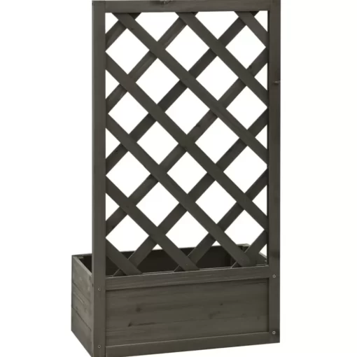 vidaXL Lawn & Garden* Garden Trellis Planter Gray 19.7"X9.8"X35.4" Solid Firwood