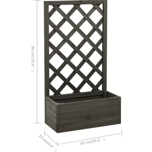 vidaXL Lawn & Garden* Garden Trellis Planter Gray 19.7"X9.8"X35.4" Solid Firwood