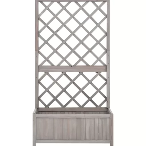 vidaXL Lawn & Garden* Garden Trellis Planter Gray 27.6"X11.8"X53.1" Solid Firwood