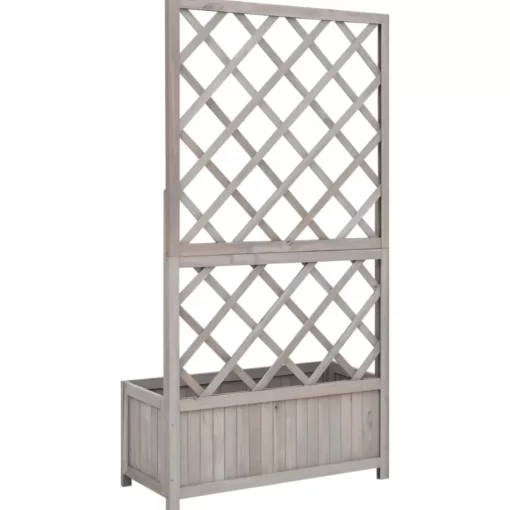 vidaXL Lawn & Garden* Garden Trellis Planter Gray 27.6"X11.8"X53.1" Solid Firwood