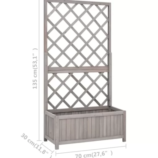 vidaXL Lawn & Garden* Garden Trellis Planter Gray 27.6"X11.8"X53.1" Solid Firwood