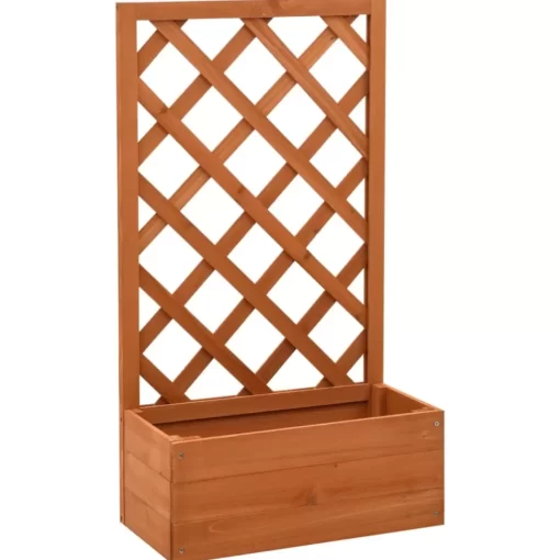 vidaXL Lawn & Garden* Garden Trellis Planter Orange 19.7"X9.8"X35.4" Solid Firwood