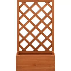 vidaXL Lawn & Garden* Garden Trellis Planter Orange 19.7"X9.8"X35.4" Solid Firwood