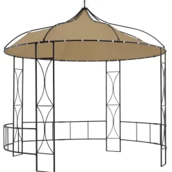 vidaXL Lawn & Garden* Gazebo 118.1"X114.2" Taupe Round