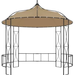 vidaXL Lawn & Garden* Gazebo 118.1"X114.2" Taupe Round