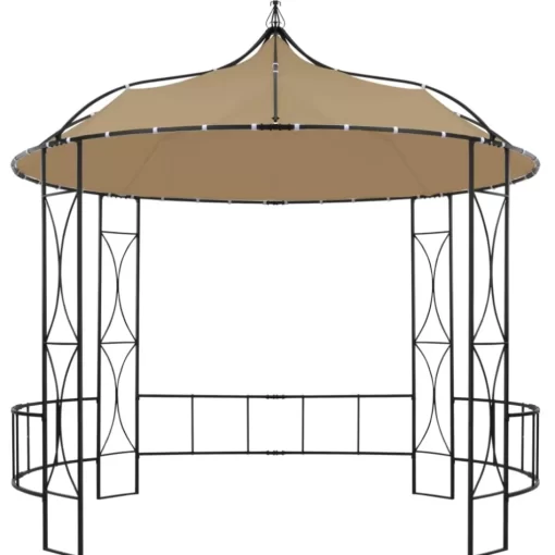 vidaXL Lawn & Garden* Gazebo 118.1"X114.2" Taupe Round