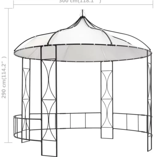 vidaXL Lawn & Garden* Gazebo 118.1"X114.2" White Round