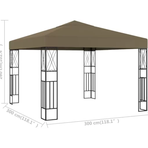 vidaXL Lawn & Garden* Gazebo 118.1"X118.1" Taupe Fabric