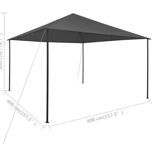 vidaXL Lawn & Garden* Gazebo 13.1'X13.1'X9.8' Anthracite 0.6 Oz/Ft²