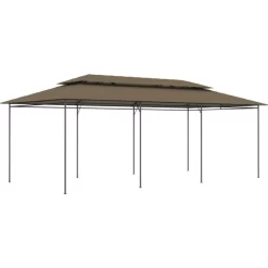 vidaXL Lawn & Garden* Gazebo 236.2"X117.3"X106.3" Taupe 0.6 Oz/Ft²