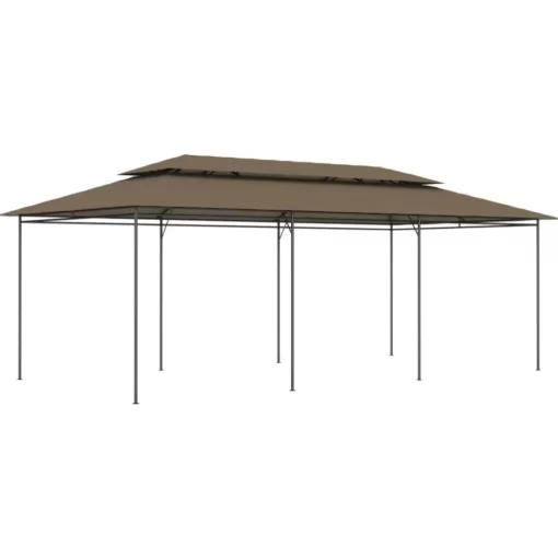 vidaXL Lawn & Garden* Gazebo 236.2"X117.3"X106.3" Taupe 0.6 Oz/Ft²