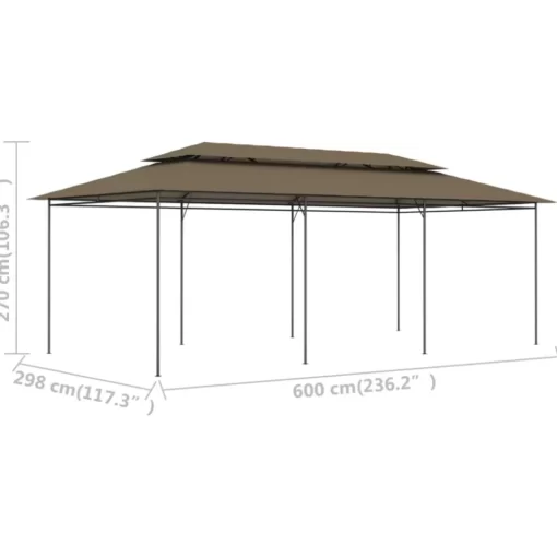 vidaXL Lawn & Garden* Gazebo 236.2"X117.3"X106.3" Taupe 0.6 Oz/Ft²