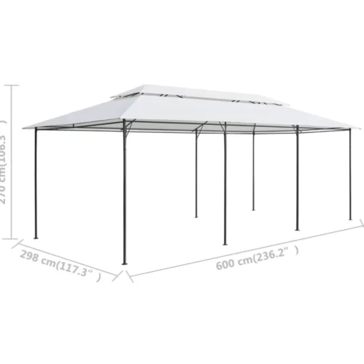 vidaXL Lawn & Garden* Gazebo 236.2"X117.3"X106.3" White 0.6 Oz/Ft²