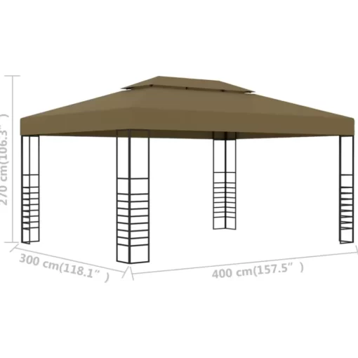 vidaXL Lawn & Garden* Gazebo 9.8'X13.1' Taupe 0.6 Oz/Ft²