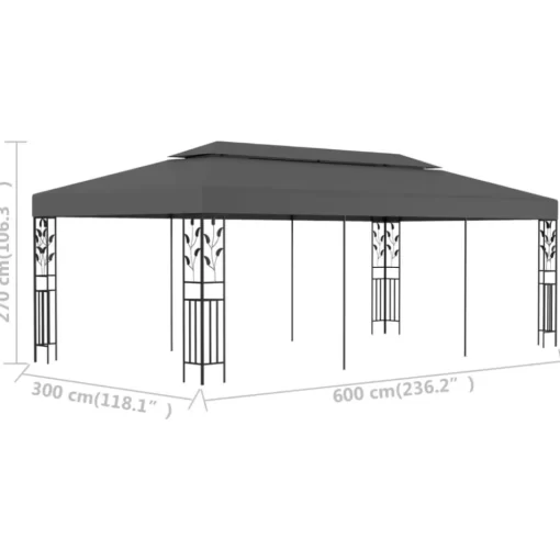 vidaXL Lawn & Garden* Gazebo 9.8'X19.6' Anthracite