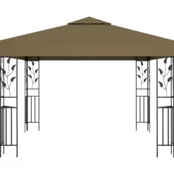 vidaXL Lawn & Garden* Gazebo 9.8'X9.8' Taupe 0.6 Oz/Ft²