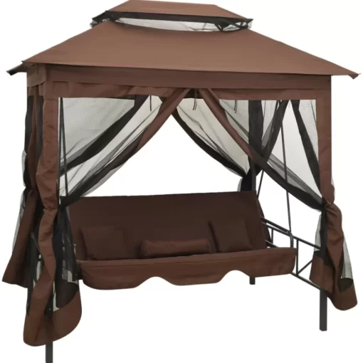 vidaXL Lawn & Garden* Gazebo Convertible Swing Bench Coffee