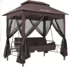 vidaXL Lawn & Garden* Gazebo Convertible Swing Bench Coffee