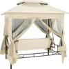 vidaXL Lawn & Garden* Gazebo Convertible Swing Bench Cream White