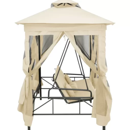 vidaXL Lawn & Garden* Gazebo Convertible Swing Bench Cream White