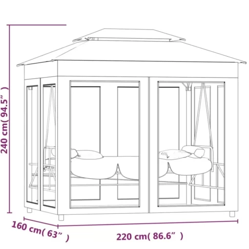 vidaXL Lawn & Garden* Gazebo Convertible Swing Bench Cream White