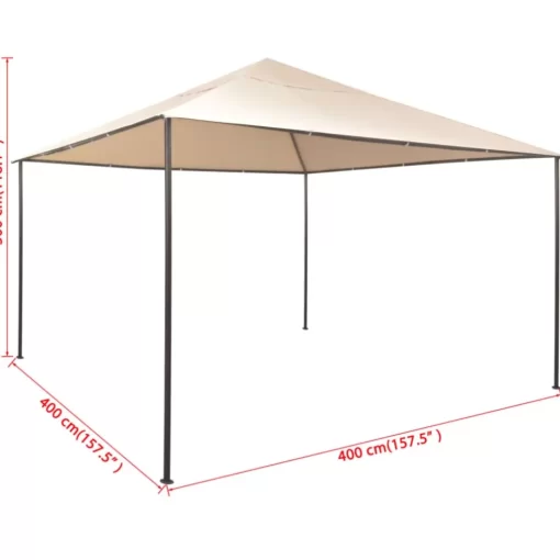 vidaXL Lawn & Garden* Gazebo Pavilion Tent Canopy 157.5"X157.5" Steel Beige