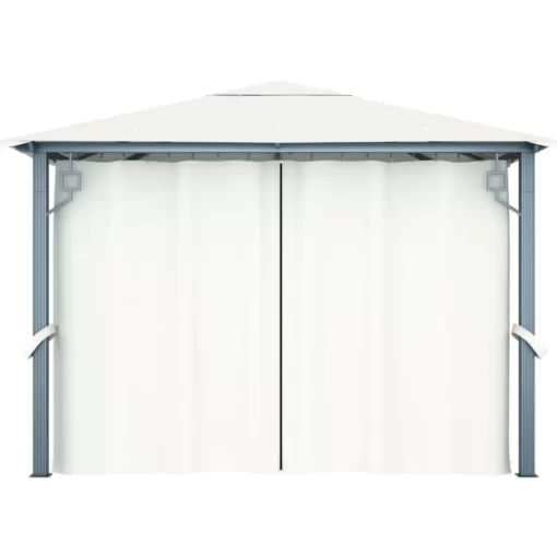 vidaXL Lawn & Garden* Gazebo With Curtain 118.1"X118.1" Cream Aluminum