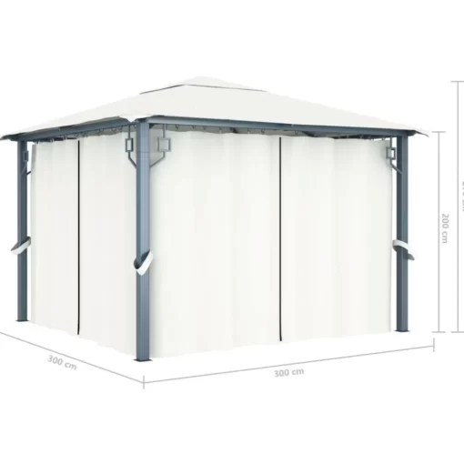 vidaXL Lawn & Garden* Gazebo With Curtain 118.1"X118.1" Cream Aluminum