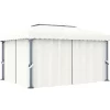 vidaXL Lawn & Garden* Gazebo With Curtain 13.1'X9.8' Cream White Aluminum