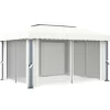 vidaXL Lawn & Garden* Gazebo With Curtain 13.1'X9.8' Cream White Aluminum