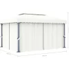 vidaXL Lawn & Garden* Gazebo With Curtain 13.1'X9.8' Cream White Aluminum