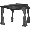 vidaXL Lawn & Garden* Gazebo With Curtain Anthracite Aluminum 118.1