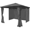 vidaXL Lawn & Garden* Gazebo With Curtain Anthracite Aluminum 118.1