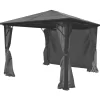 vidaXL Lawn & Garden* Gazebo With Curtain Anthracite Aluminum 118.1