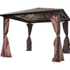 vidaXL Lawn & Garden* Gazebo With Curtain Brown Aluminum 118.1