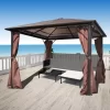 vidaXL Lawn & Garden* Gazebo With Curtain Brown Aluminum 118.1