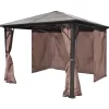 vidaXL Lawn & Garden* Gazebo With Curtain Brown Aluminum 118.1