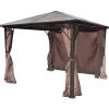 vidaXL Lawn & Garden* Gazebo With Curtain Brown Aluminum 118.1