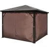 vidaXL Lawn & Garden* Gazebo With Curtain Brown Aluminum 118.1