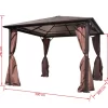 vidaXL Lawn & Garden* Gazebo With Curtain Brown Aluminum 118.1