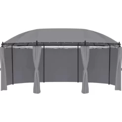 vidaXL Lawn & Garden* Gazebo With Curtains 204.7"X137.4"X100.4" Anthracite